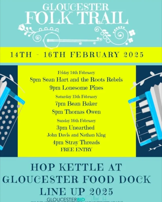 I'm super excited to be a part of the folk trail this year 😀😀 at the @hopkettle_at_the_dock

Thanks @gloucesterfolktrail

#gloucestermusic
#glosfolktrail
#livemusic 
#februarygigs